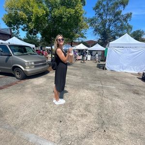 comfy black midi dress